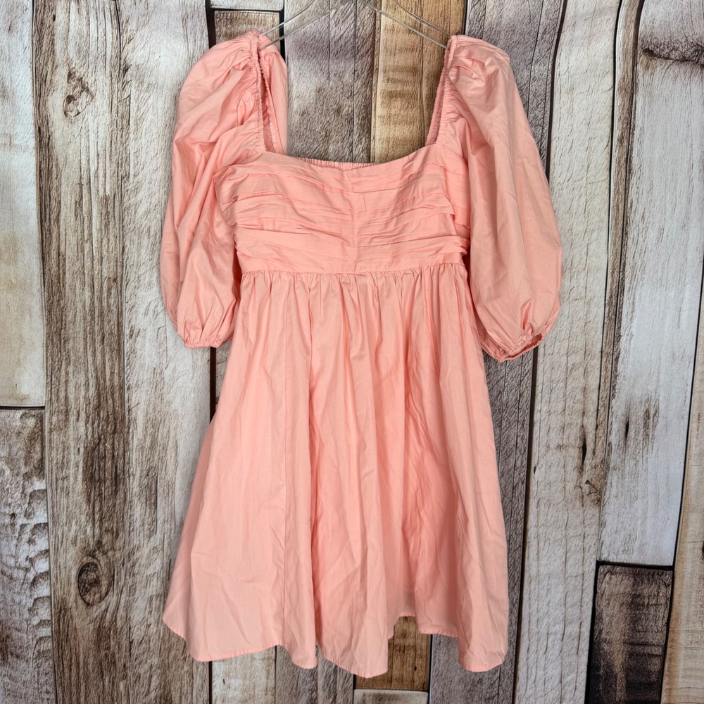 Abercrombie Dress Emerson Soft Girl Romantic Cottagecore Puff Sleeve Pink MT‎